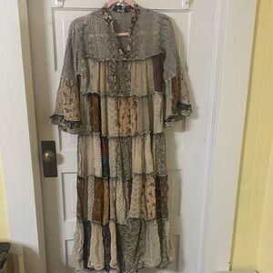 Vintage-Inspired Patchwork Maxi Dress